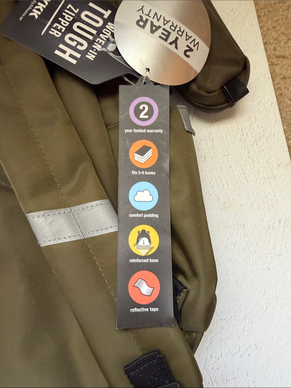 Olive Green Backpack with Fun Patch Accents - Picture 8 of 13